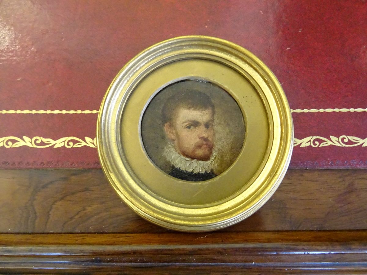 19th century miniature oil painting on metal